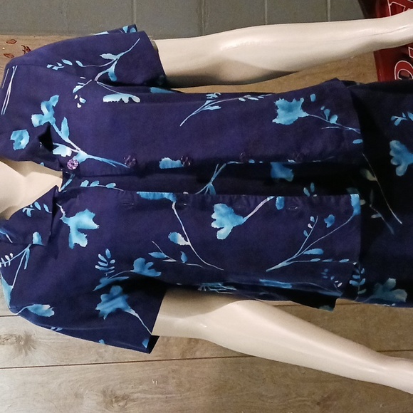 EUC Halmode Petites Long Floral Tank Dress w/Button Down Matchin Top Sz 8P - Picture 10 of 16